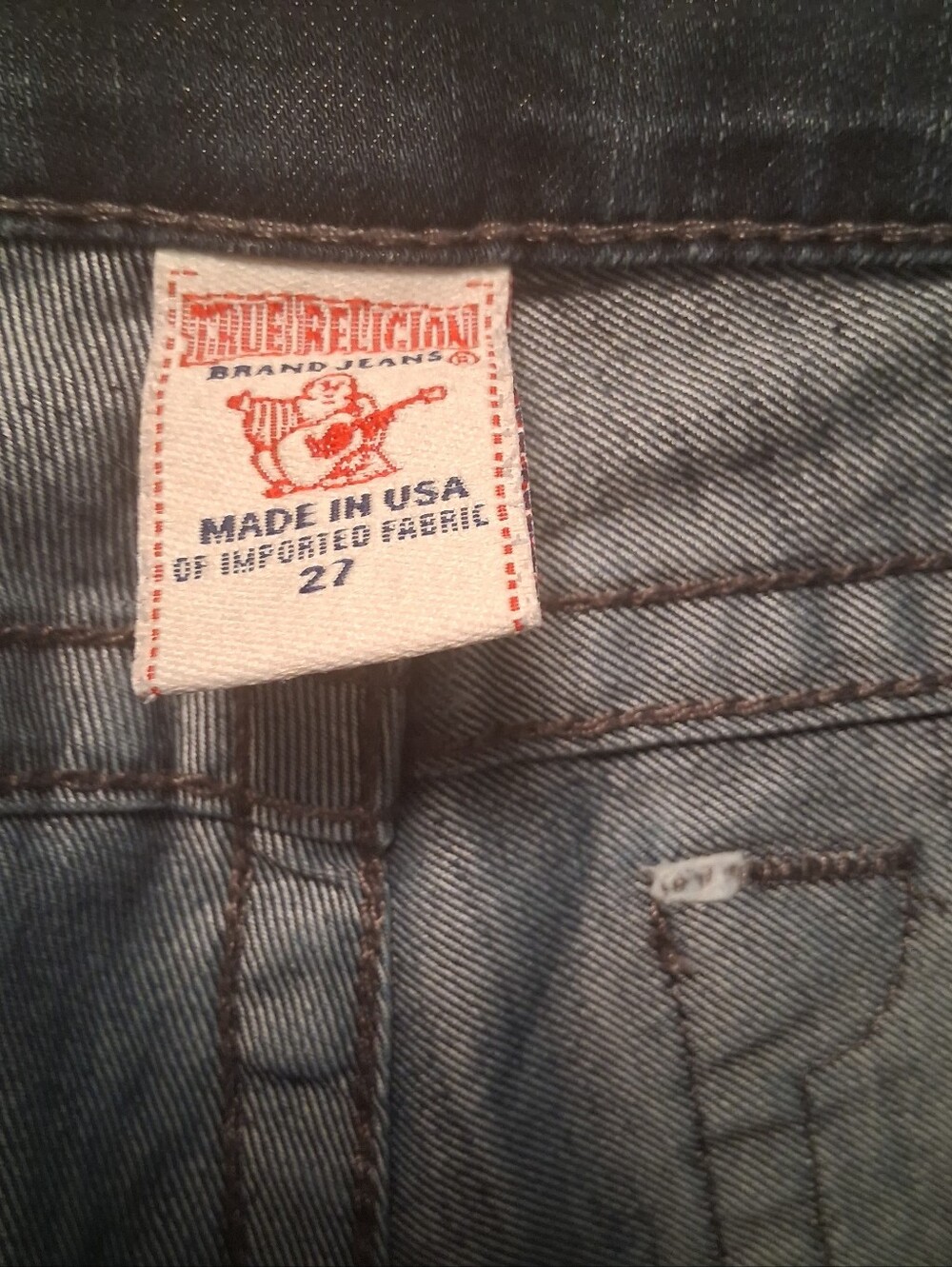 Early 2000s McBling True Religion Low Rise Dark Wash Flare Jeans Size 27 - Picture 8 of 10